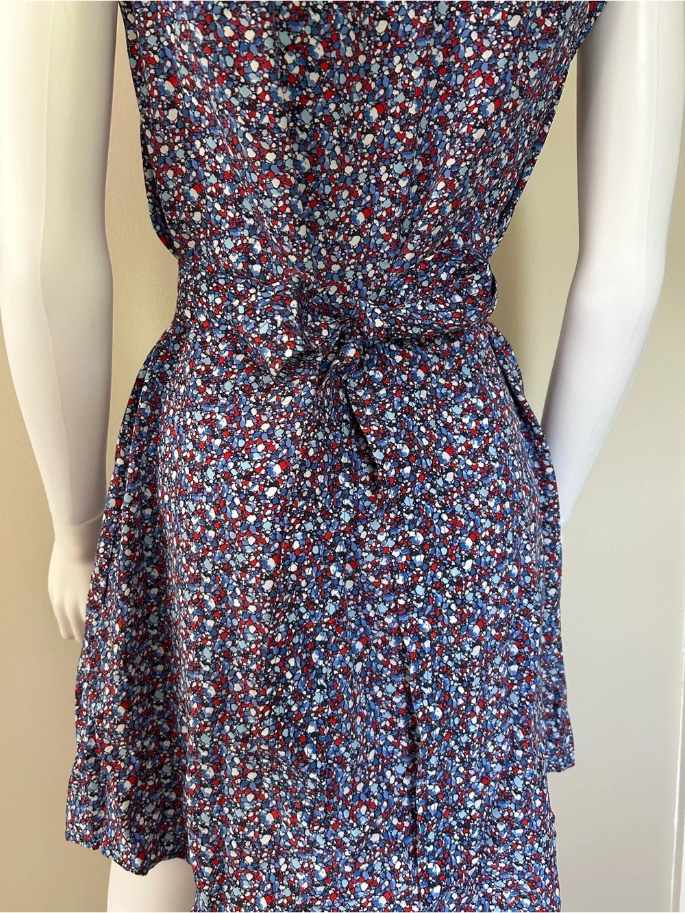 Tory Burch Silk Shirt Dress 0 Blue Red Abstract Print Belted Mini Dress
